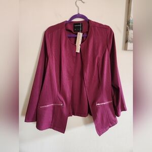 Bloomchic Blazer Top 12 Large NWT Dark Cranberry Wine